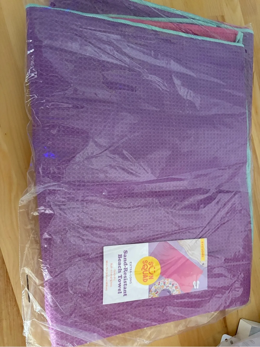 Sun Squad Extra-Long Sand-Resistant Beach Towel - Purple NEW